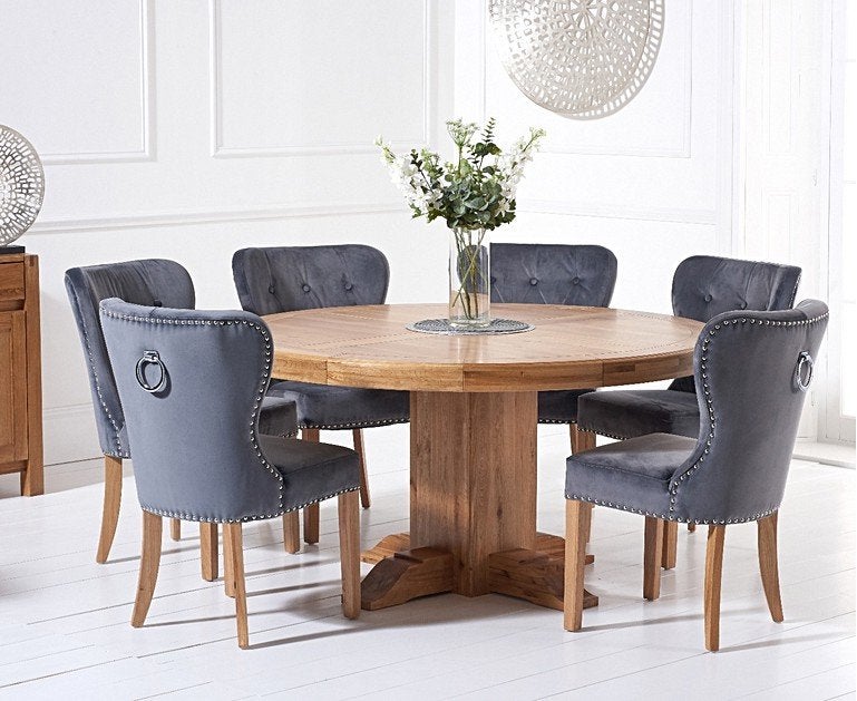 Burnsall Reclaimed Wood 200cm Dining Table & 6 Jacob Taupe Chairs